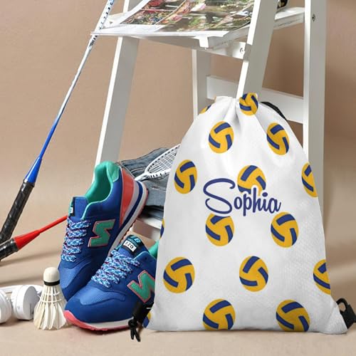 Cute Volleyball Personalized Drawstring Bag Backpack Sackpack Custom String Bag Cinch Water Resistant Oxford for Gym Yoga Sport2