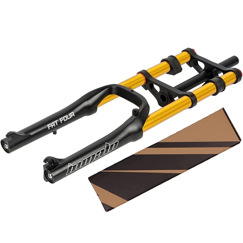 WIQUYBML Bike Fork 20 Inch Fat 4.0" Tire DH Air Suspension 1-1/8" Double Shoulder Disc Brake QR Travel 110mm Adjustable Rebound For Snow Beach XC MTB Bicycle 2880g