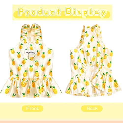Petpubgnzs Small Dog Dress Harness And Leash Set Cute Princess Birthday Dog Dresses Soft Fruit Print Puppy Dresses Girl Dog Clothes For Small Dogs Cats Chihuahua Yorkie Shih Tzu (Yellow Pineapple,S) #TOP3