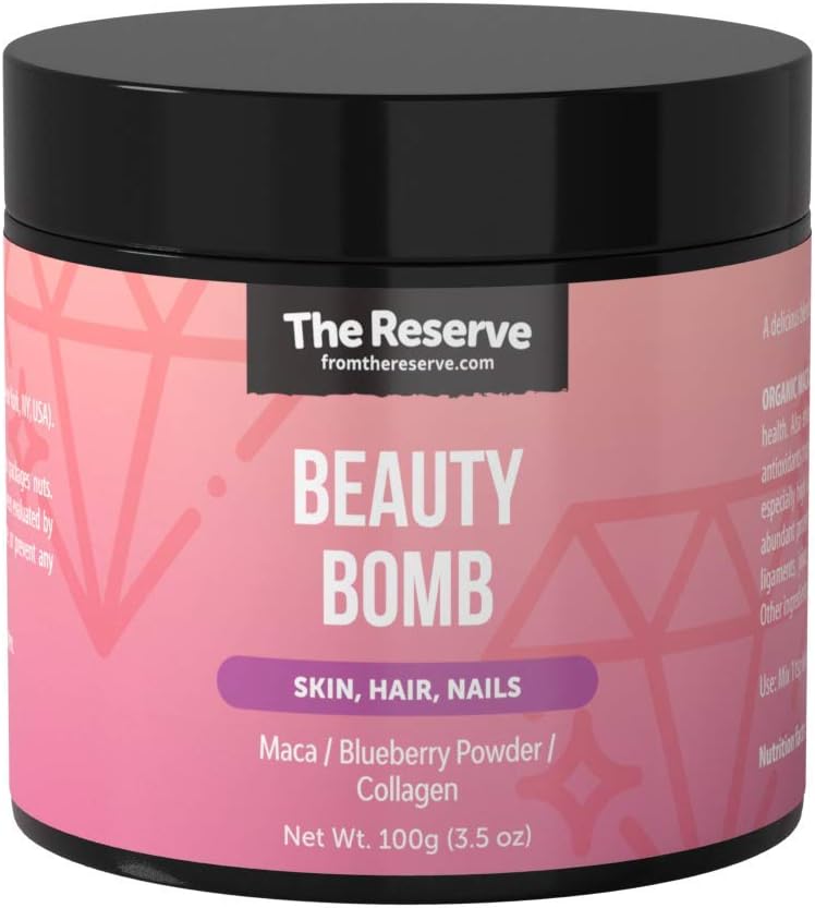 The Reserve Collagen Beauty Bomb and Collagen Peptides Protein for Skin and Free Radicals with Maca, Blueberry Powder, and Collagen (3.5 oz)