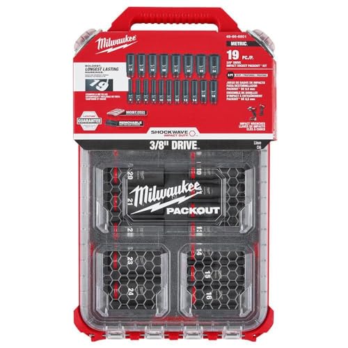 Milwaukee 4932480946 3/8 Drive Packout Deep Impact Shockwave Steckschlüsselsatz 19-teilig