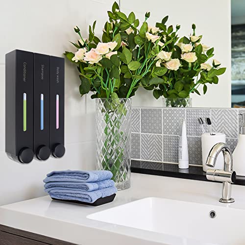 Nidacci Shampoo Conditioner Dispenser 2Pcs, 3 Chamber 3X420Ml Shower Soap Dispenser Shower Gel Container No Drill Wall Mounted Shower Pump Dispenser And Organizer For Toilet Bathroom Hotel Kitchen #TOP6