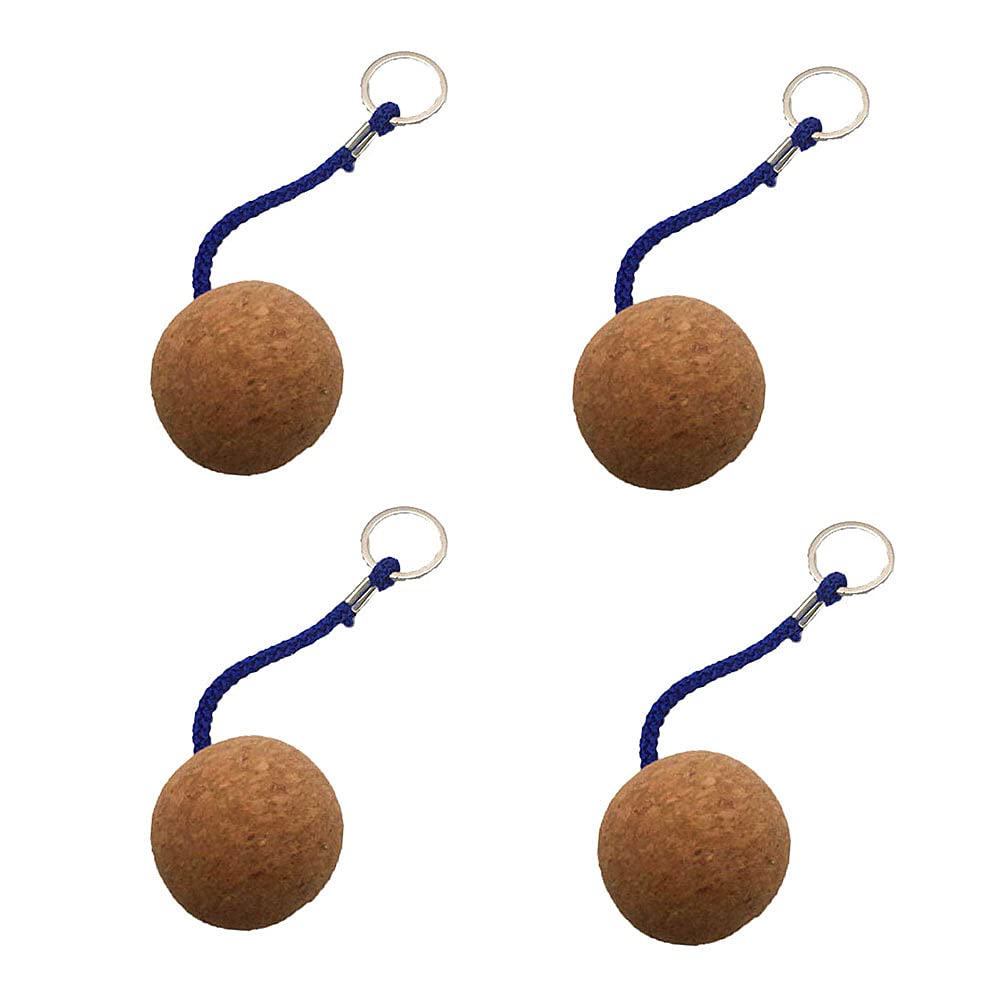 Porte-clés Flottant En Liège UrbanNest – Lot De 4, Diamètre 50 Mm, Bleu/Noir/Bois – Pour Surf, Pêche, Voile, Kayak