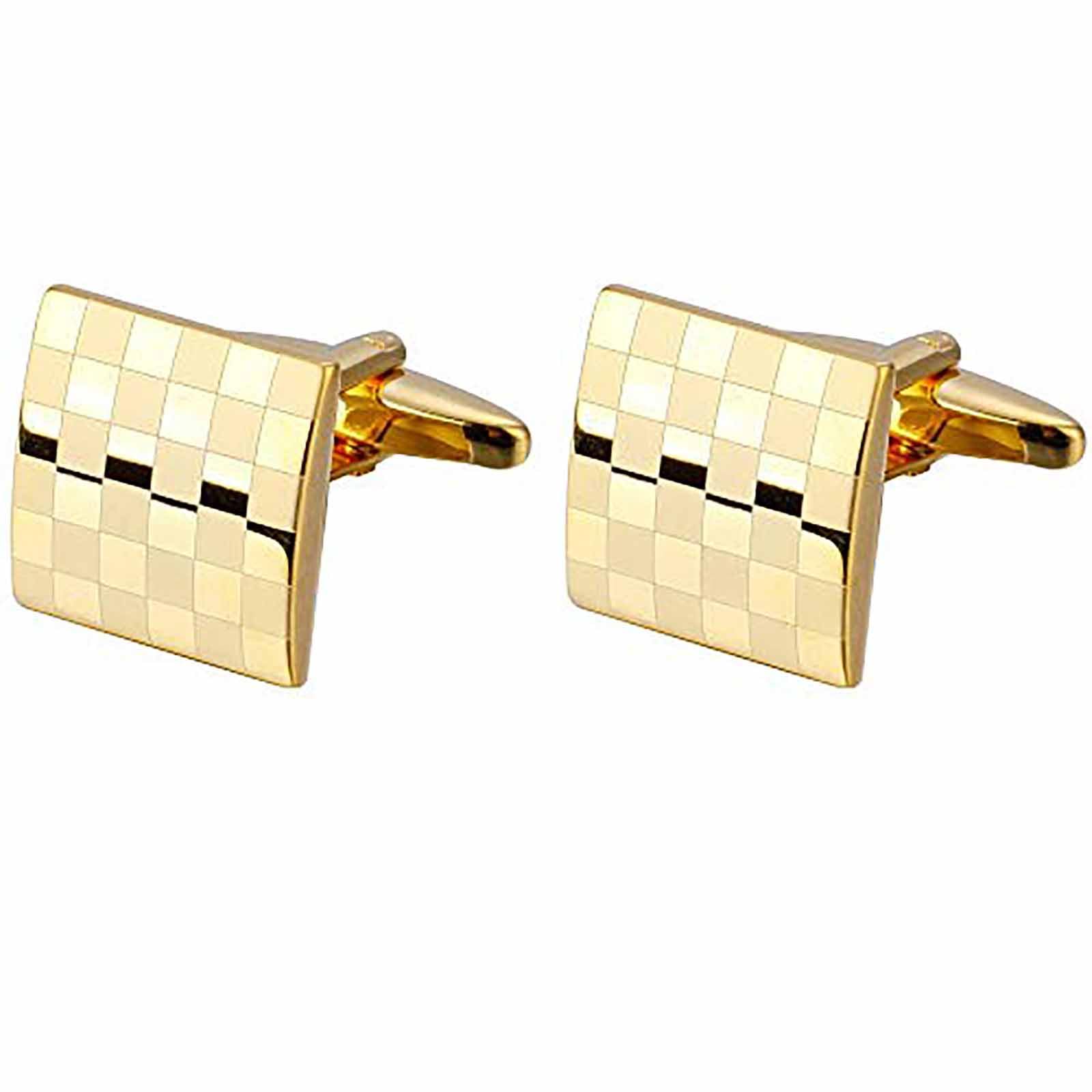 indusoire 2PCS Square Cufflinks Set, Golden French Shirt Cuff Studs, Elegant Fastening Ornament for Business Wedding Formal Dress Outfit, Apparel Decoration for Gentlemen Banquet Occasions-picture-20