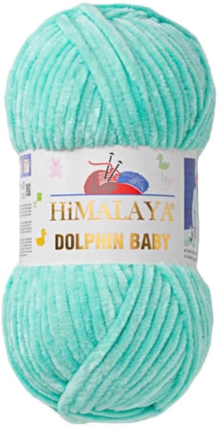 Himalaya Dolphin Baby Yarn Each Skein 100gr 120m Super Bulky Yarn for Knitting&Crocheting Ideal for Cardigans Shawls Blankets Hats and Home Textiles (1, 80345 Mint) — image 1