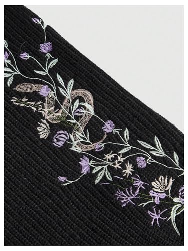 Women's Plus Size Floral Embroidered Cardigan Long Sleeve Open Front Cropped Shrug Sweaters3