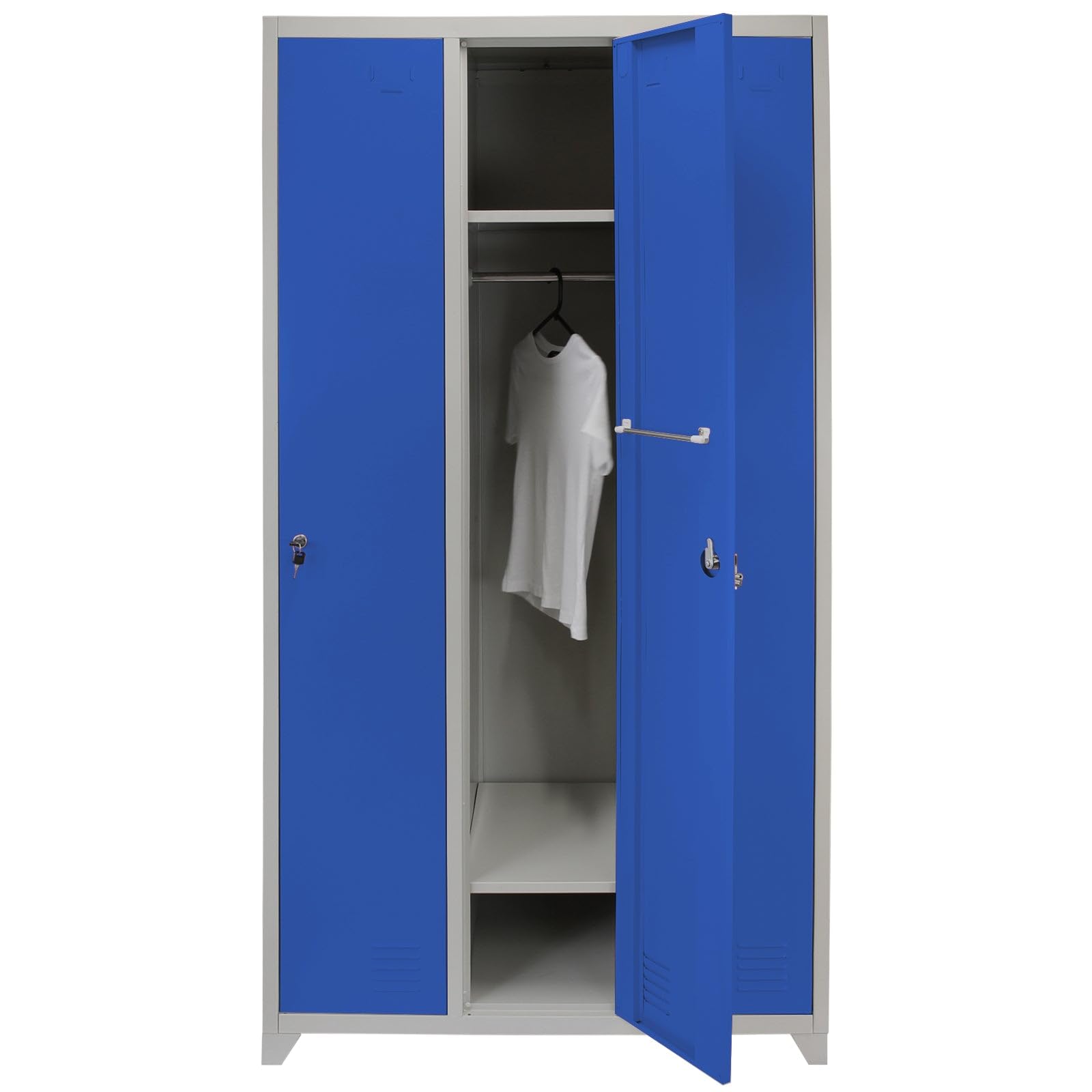 Taquilla Metálica para Ensamblar con 3 Puertas Azules 90x50x180cm Casillero Locker Organizador para Oficinas,Escuelas,Gimnasios y Vestuarios 2 llaves por Puerta,2 Imanes+Tarjetas de Nombre Incluidos
