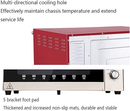 Mini 70L Oven with Temperature Setting 100-250C and 0-120 Mins Timer, 1500W Three-Layer Glass Door Oven Oven Red Commodity Code: LXJ-70 Aesthetic and l