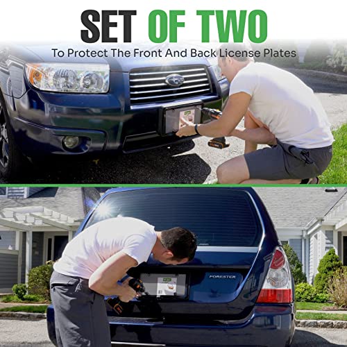 Lebogner Car License Plates Shields And Frames Combo, 2 Pack Tinted Bubble Design Novelty Plate Covers To Fit Any Standard Us Plates, Unbreakable Frame & Covers To Protect Plates, Screws Included #TOP3