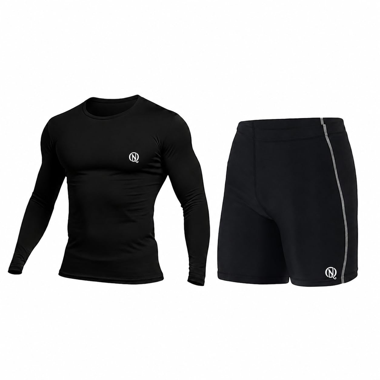never quit Men's Sports Running Set, Polyester Spandex, Compression Shirt and Half-Tight, Quick Dry, for Gym, Yoga, and Running-picture-26
