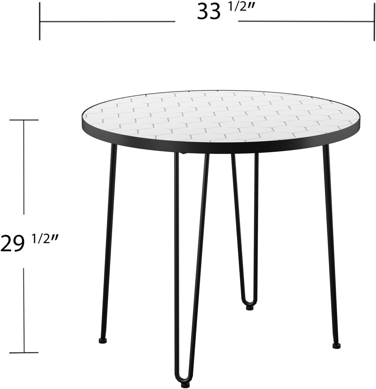 HomeStock Southwestern Sensibilities Outdoor Bistro Table with Hexagon Tile Top and Hairpin Legs for Balcony or Patio Dining Comfortably Seats 4 People