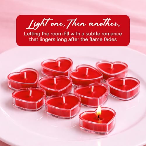 Image of IRIS Acrylic Heart Shaped Tealight Candle |Romance Fragrance | Pack of 10 | Burns Upto 2 Hours |Idially for Gifting