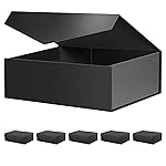 BLK&WH 6 Gift Boxes - 11.5x8.1x3.8 Inches, Large Black Magnetic Groomsman Boxes with Lids (Matte Black)