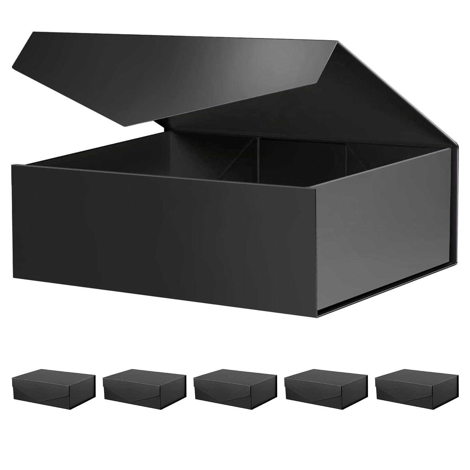 PKGMAGIC 6 scatole regalo 29,2 x 20,6 x 9,65 cm, scatole regalo vuote con coperchio magnetico per confezione regalo, compleanno, matrimonio, festa del papà (nero opaco)