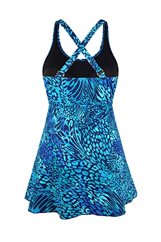 JINXUEER Women’s Plus Size Swimsuit One Piece Floral Print Swimwear Tummy Control Swimdress with Flared Skirt3