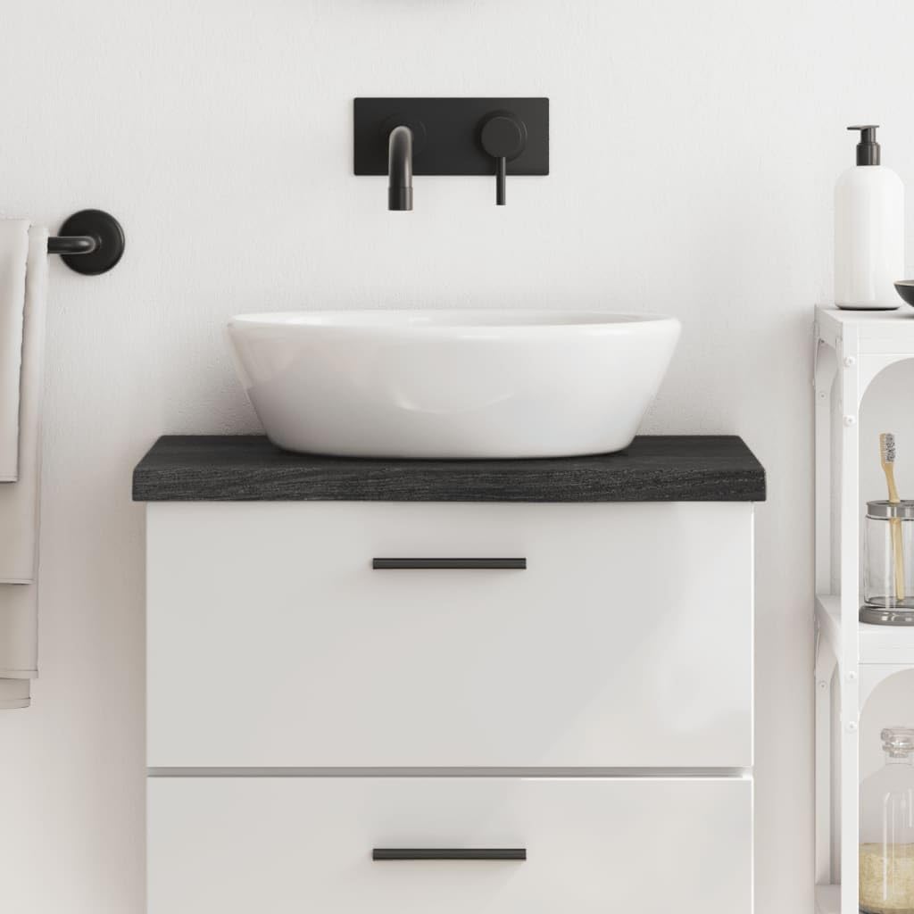 Tidyard Waschtischplatte Tischplatte Regal Schrankoberplatte Schreibtischplatte Badezimmer Waschtisch Waschtischkonsole Platte Holzplatte für Aufsatzbecken Badmöbel Baumkante Dunkelgrau 60x40x4 cm