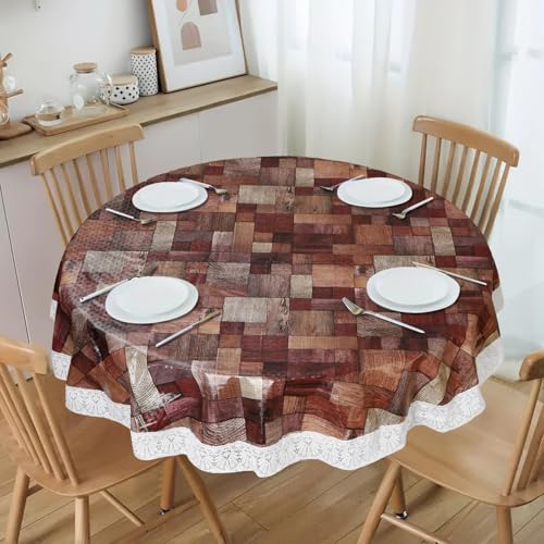 Image of Dakshya Industries PVC Waterproof Round Table Cover for 4 Seater Dining Table | 60 Inch Round Printed Table Cover | Spill Proof, Oil Resistant, Heat Resistant, Wipe Clean