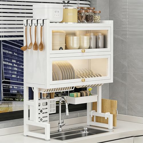 �V���N��ݒu�^�H�튣�����b�N�i�A�N�������t���j�������H�퐅�؂胉�b�N���@�\�L�b�`���J�E���^�[���[�I���M�E�{�E���E�J�g�����[�p(White 2 tier,95cm/37.4in)