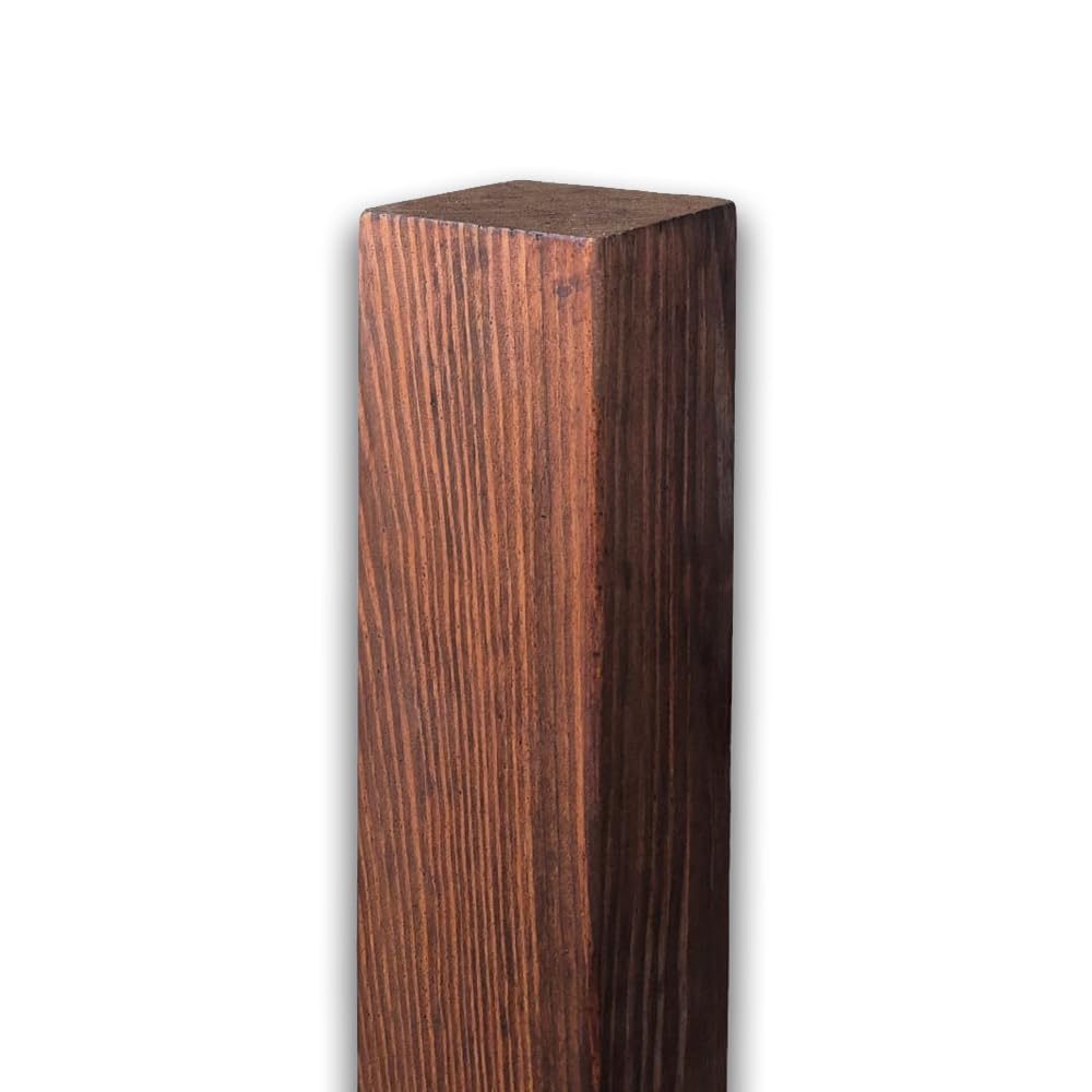 Trave in Legno Massiccio di Pino Nordico, Sezione Quadrata 9x9 cm, Lunghezza 3 m, Impregata color Teak scuro