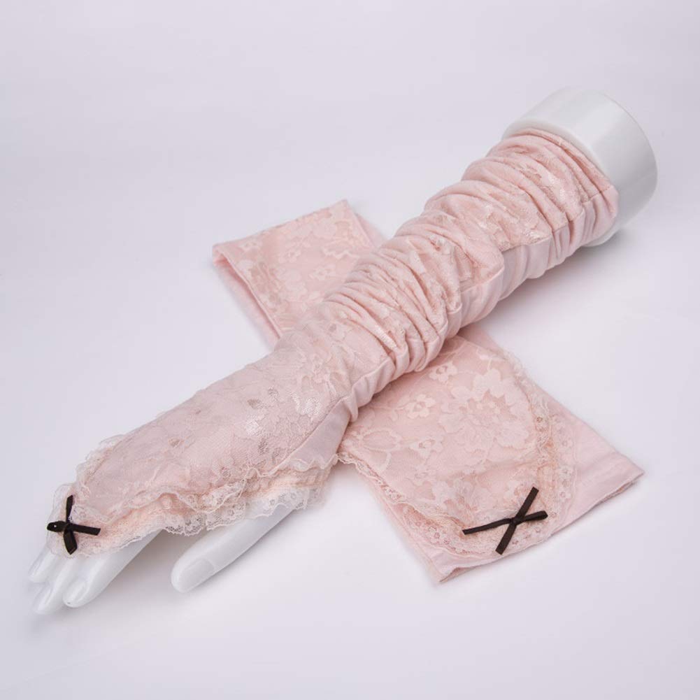 Gants de protection solaire d'été longs en soie de glace beige pour femme