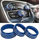 Air Conditioner Switch CD Button Knob for Dodge Challenger Charger Chrysler 300 300s 2015-2024, for Ram 2013-2018 Interior Accessories Decoration Aluminum Alloy (Blue)