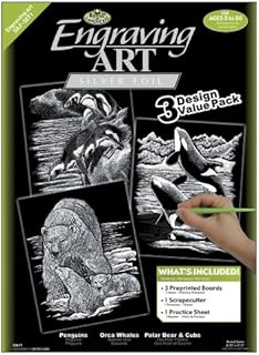 Royal & Langnickel Silver Engraving Art A4 Silver North Pole Wildlife Designed Painting Set (Pack of 3)