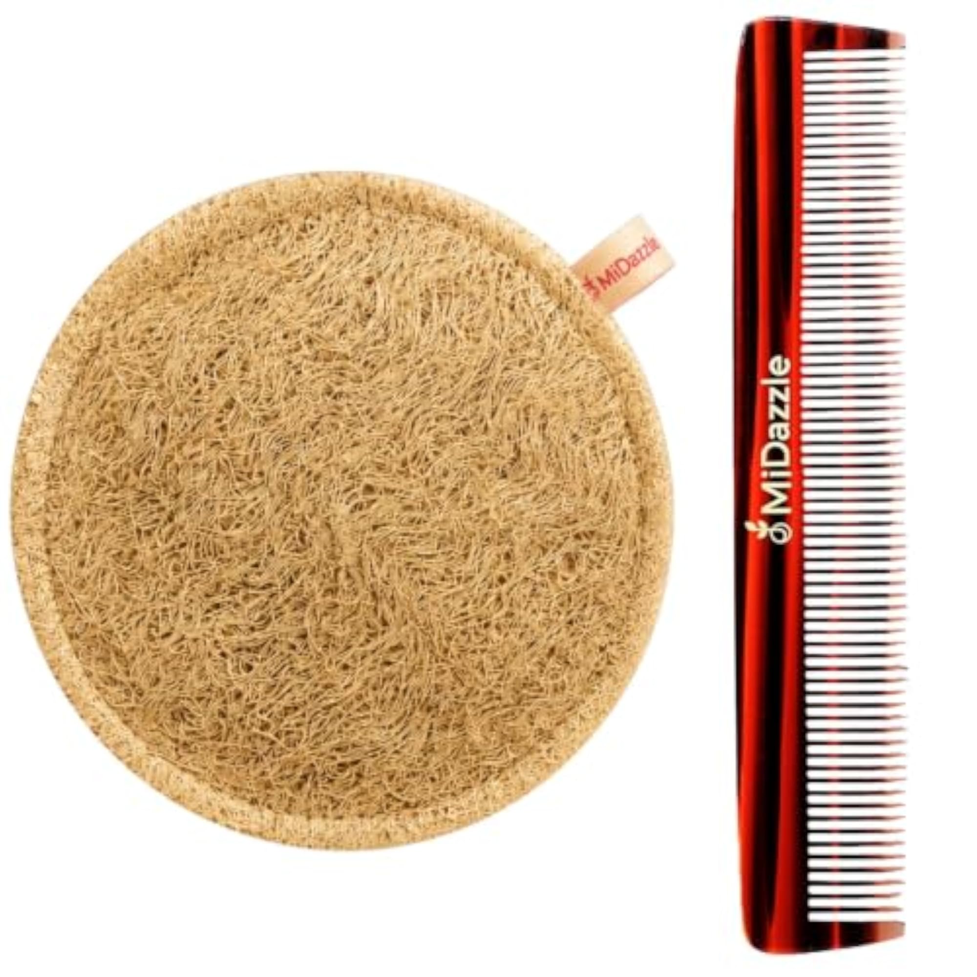 Organic Loofah Round with Hair Comb Bath and Beauty Set