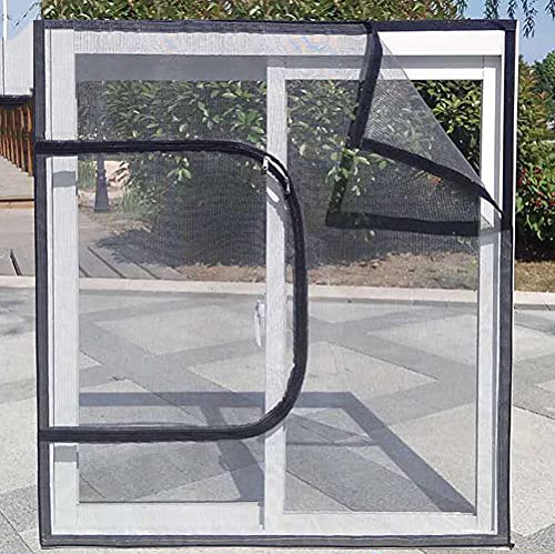 New Cat Pets Protection Window Safety Net with Zipper,Self-Adhesive Black Window Screen Mesh Net,Anti-Mosquito,Semi-Transparent,Washable