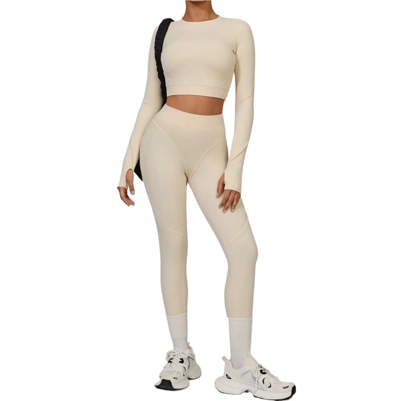 Set da yoga da donna Set da yoga donna Sport Fitness Vita alta Pesca Anca Skinny Grinding Corsa all'aperto a maniche lunghe