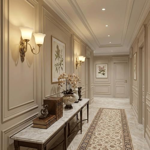 Aplique de pared de latón y oro antiguo con tulipas de vidrio 7