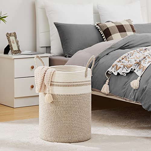 Fiona s magic Woven Laundry Hamper 58L Tall Blanket Storage Brown and White - image 7