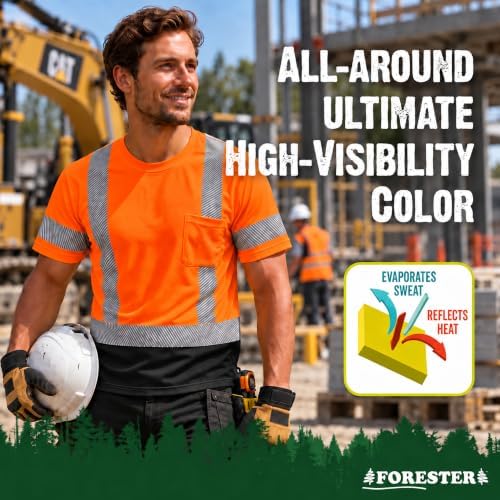 FORESTER High Visibility Safety Shirt for Men, Scotchgard Stain-Resistant Technology, Reflective Work Shirt, Hi Vis Orange — 사진 4