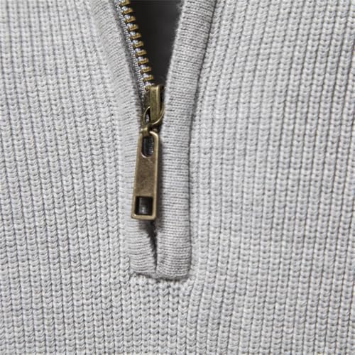 Men's Cotton Zipper Cardigan High Collar Knit Sweater for Autumn Winter Warm Casual Layered Pullover3