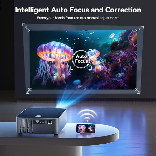 Image of Projector with WiFi 6 and Bluetooth 5.2, HYTOBP Y3 800 ANSI Native 1080P Outdoor Movie Projector, Auto 6D Keystone & 50% Zoom, Home Theater 4k Projector for Phone /TV Stick /PC（Black, Medium）