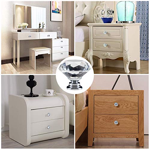 Yourgift 6 Pack Drawer Knobs Diamond Shaped Crystal Glass 30Mm Cabinet Knobs Pull Handles (30 Mm, 6 Pack, Silver) #TOP4