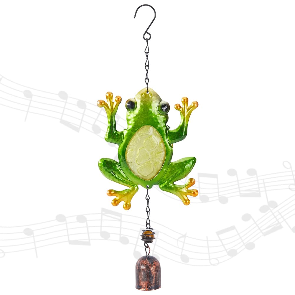 WADORN Metal Frog Wind Chimes, Funny Toad Wind Bells Lucky Frog Hanging Windchimes Animals Garden Decorations for Indoor Outdoor Yard Patio Home Garden Balconies Ornament Housewarming Gifts — image 1
