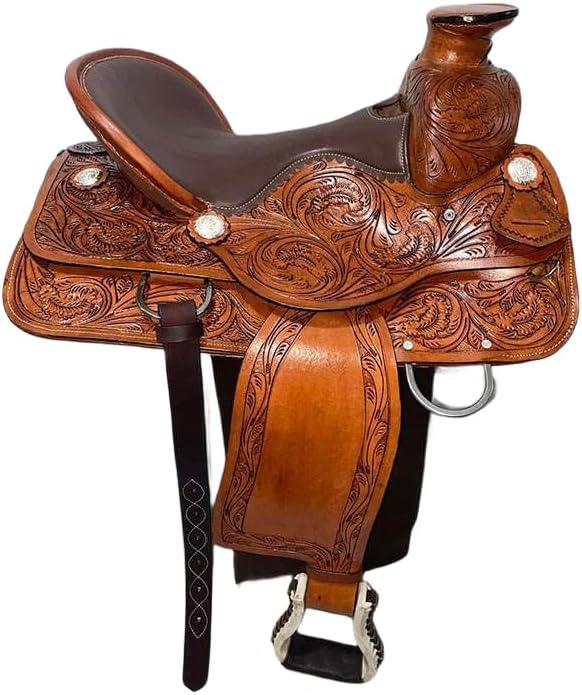 Leather Wade Horse Saddles Tree A Fork Roping Ranch Work Premium Western for Horses Handmade Equestrian Trail Tooled Carved Horse Saddle Tack Size: 10"-18" inches Seat, MD-WADE-04
