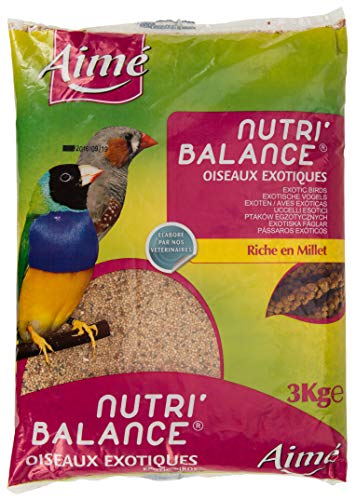 Alimento para Aves exóticas Aime, NUTRI'Balance, Comida para pájaros exóticos, Bolsa de 3 kg