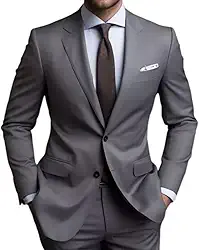 Terno Slim Masculino Italiano Executivo - Calça e Blazer (BR, Numérico, 46, Regular, Regular, Cinza)