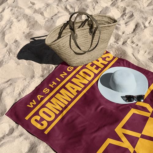 Image of Northwest NFL Washington Commanders Microfiber Beach Towel, 30 x 60 Inches - Quick Dry, Sand Resistant, Lightweight, Highly Absorbent, Incisor Design
