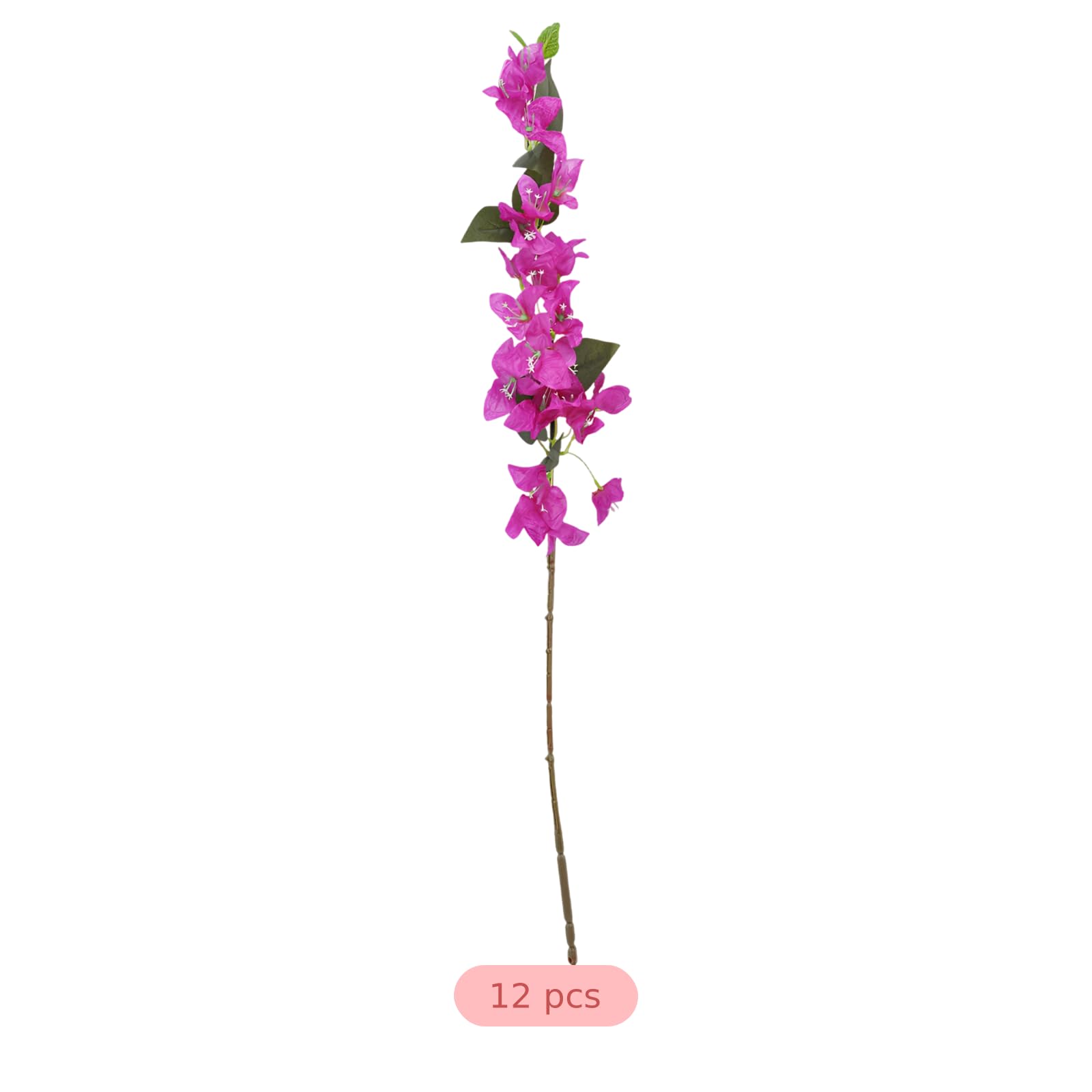 12 STK. 80 cm Bougainvillea-Kunstblumen, Seidenzweige mit grünen Blättern, realistische lila Hänge­ranken für Hochzeitsdeko, Heim, Garten, Hintergrundwand und Raumdeko