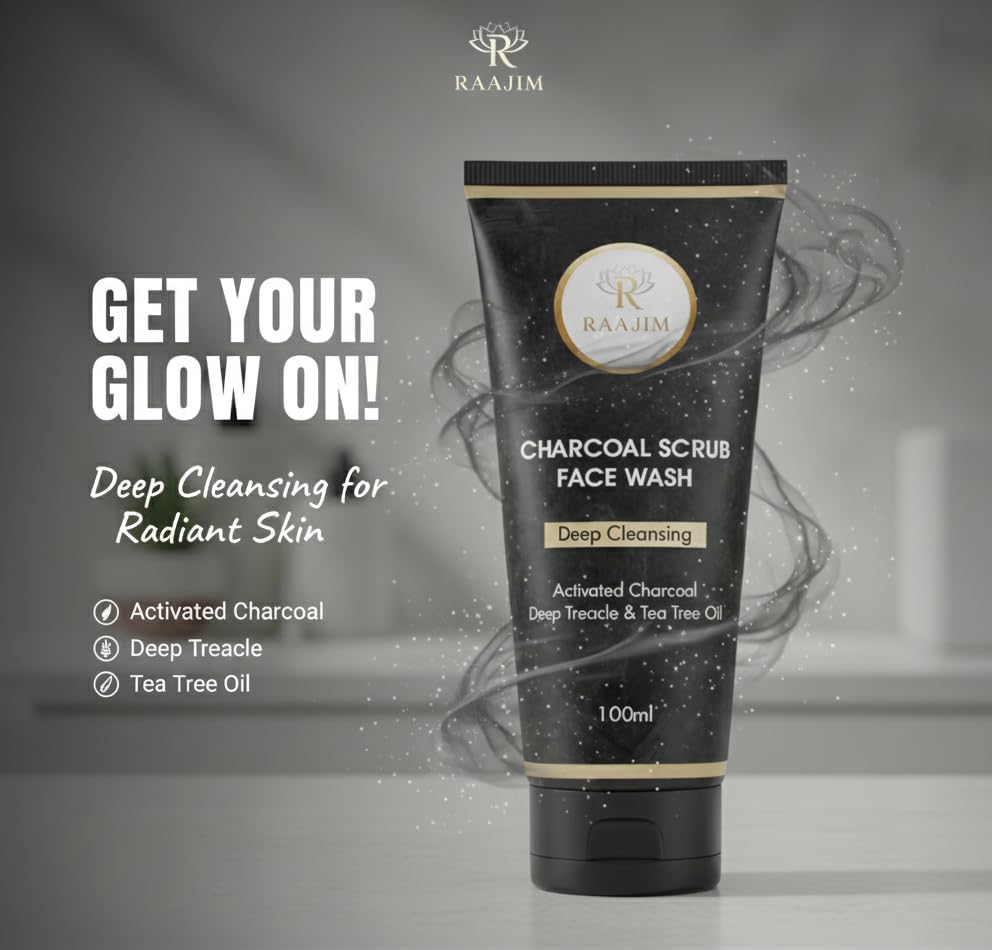 Image of Charcoal Scrub Face Wash with Activated Charcoal and Tea Tree Oil | Deep Cleansing Oil Control & Blackhead Removal Face Wash | Pore Cleansing for Men and Women (100ml)