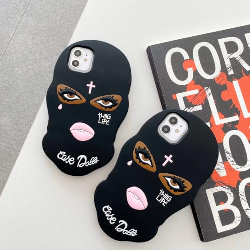 YAKVOOK Funny 3D Silicone Case for iPhone 16 Pro Max,Cute Cartoon Black Mask Kawaii Phone Case for Women Girls Soft Rubber Bumper Cool Fun Cover for iPhone 16 Pro Max by YAKVOOK - Image 7