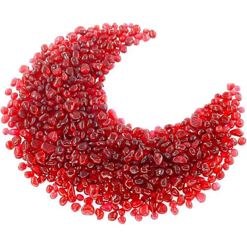 Image of 1 LB (460g) Tumbled Irregular Sea Glass Gemstone Chips, Red | Vibrant Long-Lasting Hues, Premium Polished, Safe Non-Toxic Material, Ideal for DIY Crafts & Decorations