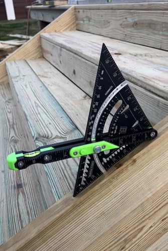 Britton Square 7''-Black/Green Aluminum Rafter Square -Rafter Square with Level, Innovative Framing & Carpentry Tools - Image 7