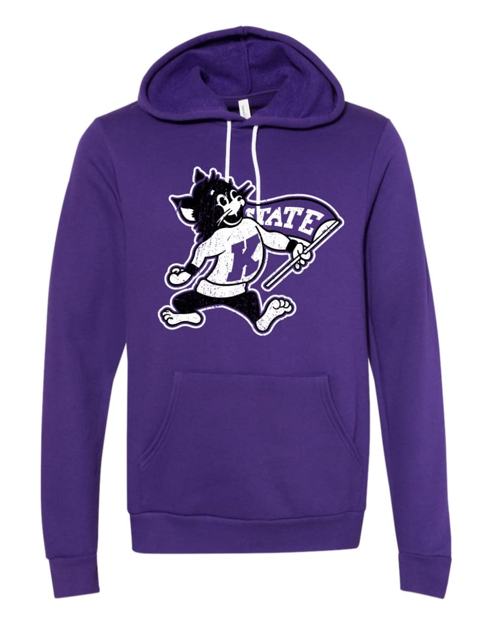 Nudge Printing Kansas State Wildcats Apparel Vintage Willie the Wildcat Purple Sweatshirt Super Soft K-State Midweight Hoodie for Men and Women (Medium)