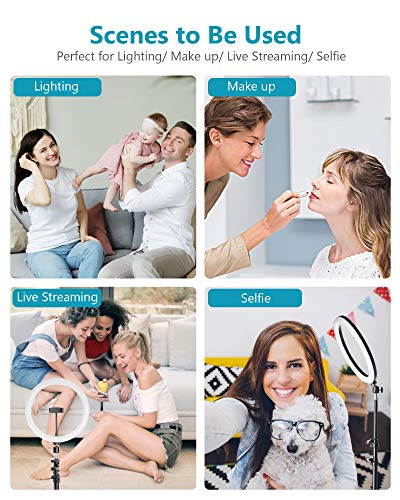 Entil 12\'\' Selfie Ring Light Mini LED Camera Lighting with Tripod and Cell Phone Stand Holder for YouTube Video Shooting/Photography Livestream Beauty Makeup, Compatible with iOS Android - Thumbnail 2