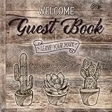  Welcome Guest Book: Cactus Wood Design, Vacation rental sign in log book great for Cabins, AirBnB, Bed & Breakfast, Guest House & More  Adventure Nature Design Theme