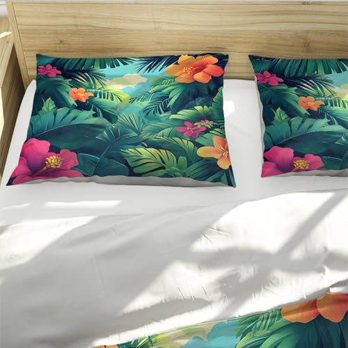 Housse de couette tropicale 200x200cm en microfibre avec 2 taies - 5