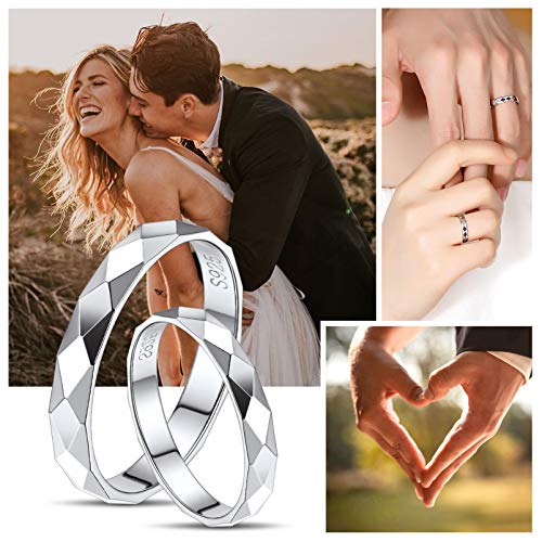 Silvora 925 Sterling Silver Band Rings for Women Men, High Polish Plain Dome Tarnish Resistant Wedding Rings Size 4-122